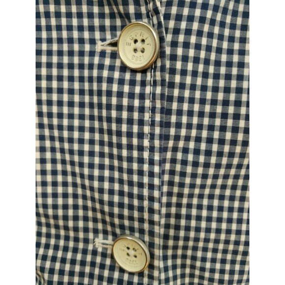 Vintage 90s Y2K Esprit Gingham Check Cotton Blazer Size M Blue White Jacket - Picture 3 of 12